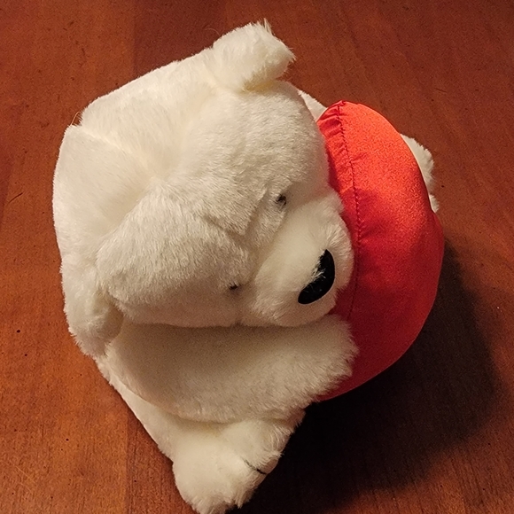 Adorable White Plush Teddy Bear Holding a BIG Red Valentine's Day Heart ♥️ - Picture 6 of 12